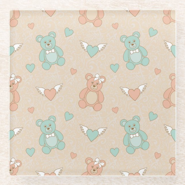 Posavasos De Vidrio Boda-peluches (Anverso)