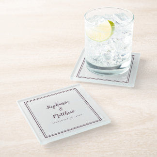 Posavasos De Vidrio Boda personalizada Novia y Groom Cassis Púrpura