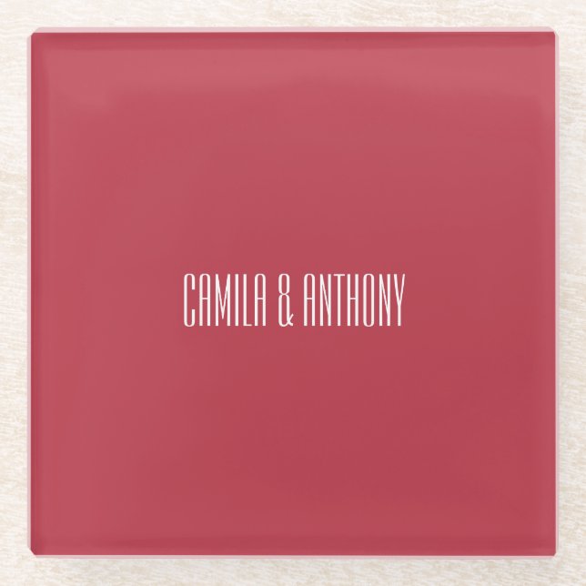 Posavasos De Vidrio Boda rojo (Anverso)