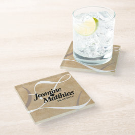 Posavasos De Vidrio Boda Rústico Elegante Monograma Vintage Burlap