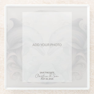 Posavasos De Vidrio Boda Única Guardar la fecha Añadir foto