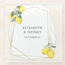 Posavasos De Vidrio Boda veraniego de Cítricos Rústicos del Limón Boho