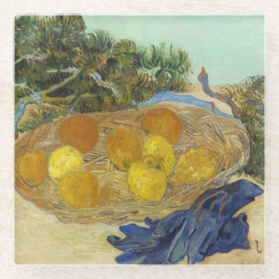 Posavasos De Vidrio Bodegón de naranjas limones guantes azules de Van