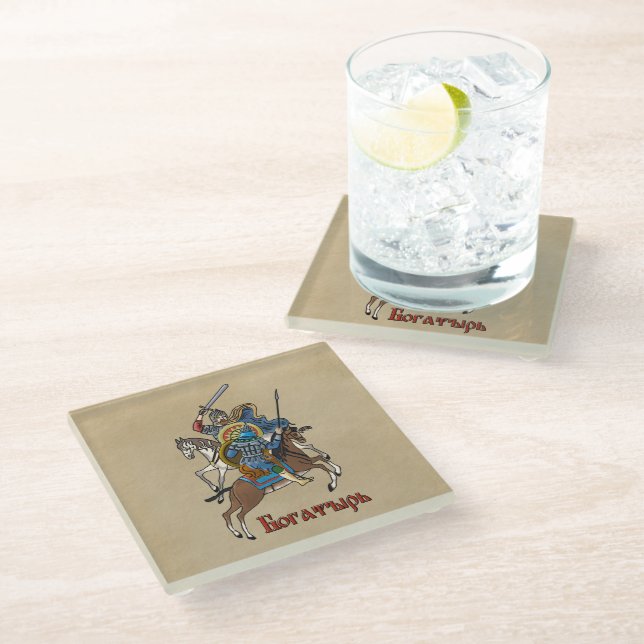 Posavasos De Vidrio Bogatyr ruso medieval (Angular)