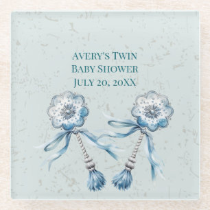 Posavasos De Vidrio Boho Blue Baby Rattle