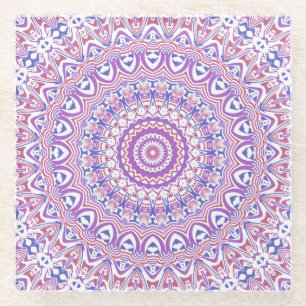 Posavasos De Vidrio Boho Hippie Funky Groovy Bohemio Calidoscopio