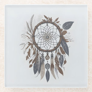 Posavasos De Vidrio Boho Moda Dreamcatcher Earthy Toned Infused Charmo