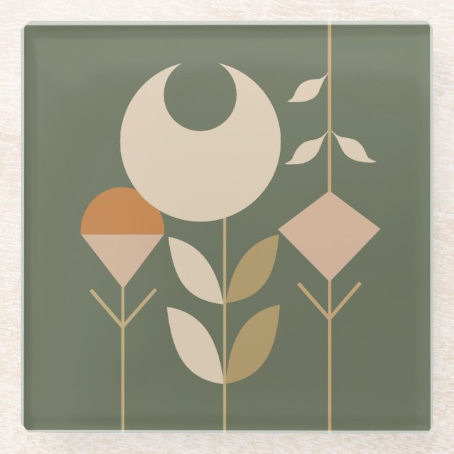 Posavasos De Vidrio Boho Resumen Lily (Anverso)