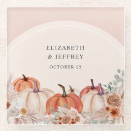 Posavasos De Vidrio Boho Terracotta Pampas Pumpkins Fall Wedding