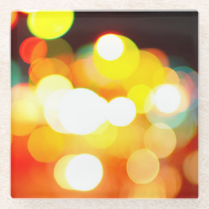 Posavasos De Vidrio Bokeh circular: Resumen de luz de Navidades
