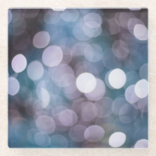 Posavasos De Vidrio Bokeh gris azul, fondo abstracto.