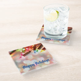 Posavasos De Vidrio Bokeh Navidades de Twinkle Luces de colores múltip