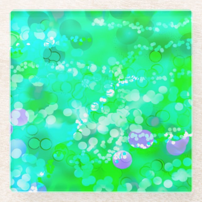 Posavasos De Vidrio Bokeh Verde 92015 (Anverso)