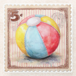 POSAVASOS DE VIDRIO BOLITA DE PLAYA DE VERANO ANGUSTIADA VINTAGE BONIT