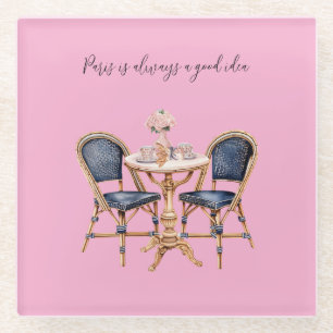 Posavasos De Vidrio Bolitas de pan Pink Blue Paris Table
