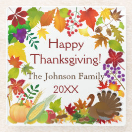 Posavasos De Vidrio Bonita cosecha de Acción de Gracias