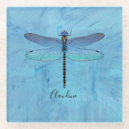 Posavasos De Vidrio Bonito Blue Dragonfly Beer Beer Coaster