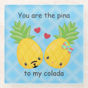 Posavasos De Vidrio Bonito piña tropical Pina colada romántica