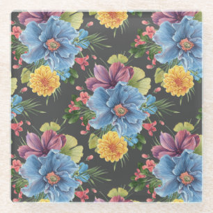 Posavasos De Vidrio Bonito Y Flor Oscura