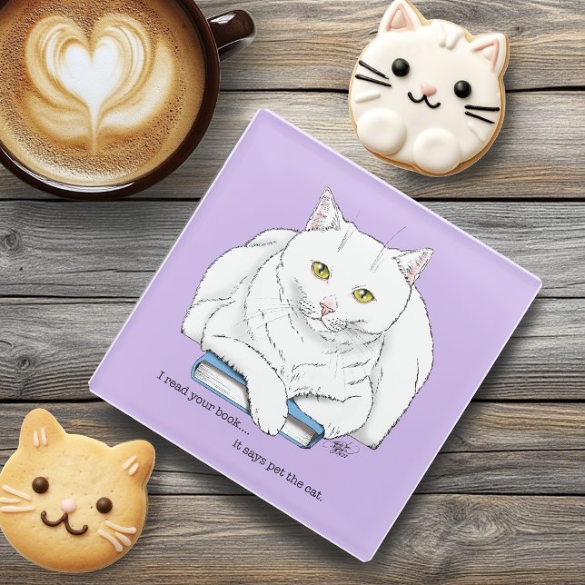 Posavasos De Vidrio Book Cat (Subido por el creador)