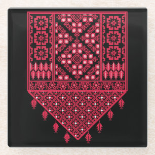 Posavasos De Vidrio Bordado palestino diseño impreso Tatreez