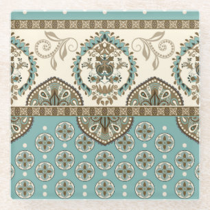 Posavasos De Vidrio Borde de estilo étnico-marroquí decorativo