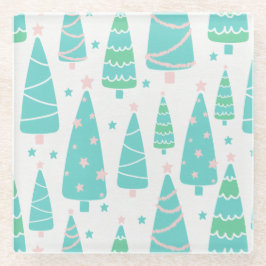Posavasos De Vidrio Bosque de árboles de Navidad Pastel