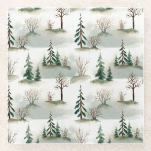 Posavasos De Vidrio Bosque de Invierno: desenfoque verde de mano