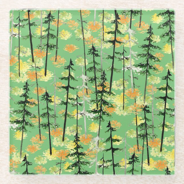 Posavasos De Vidrio Bosque de Otoño: Belleza Natural sin Marea (Anverso)