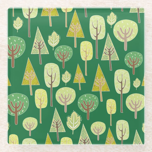 Posavasos De Vidrio Bosque de verano: Diseño inspirado en la naturalez (Anverso)