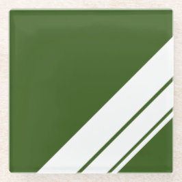 Posavasos De Vidrio Bosque Deportivo Retro Verde Blanco Rayas de Carre
