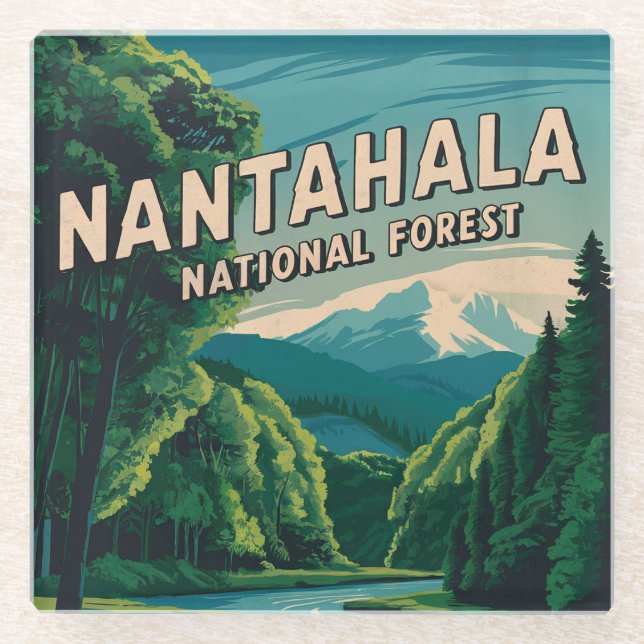 Posavasos De Vidrio Bosque nacional de Nantahala (Anverso)