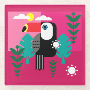 Posavasos De Vidrio Bosque tropical tropical Toucan