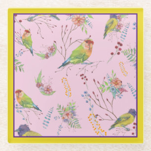 Posavasos De Vidrio Botánico de Pájaros