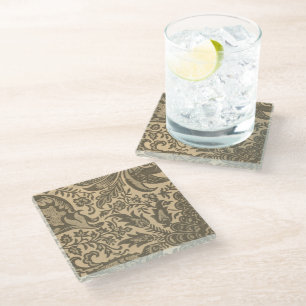 Posavasos De Vidrio Botánico Sepia Beige Vintage de William Morris