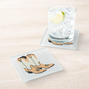 Posavasos De Vidrio Botas de vaquero marrones