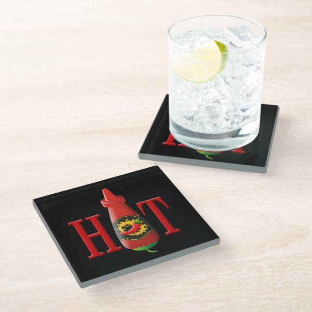 Posavasos De Vidrio Botella de salsa picante (Angular)