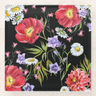 Posavasos De Vidrio Bouquet de flores acuáticas: patrón sin foco