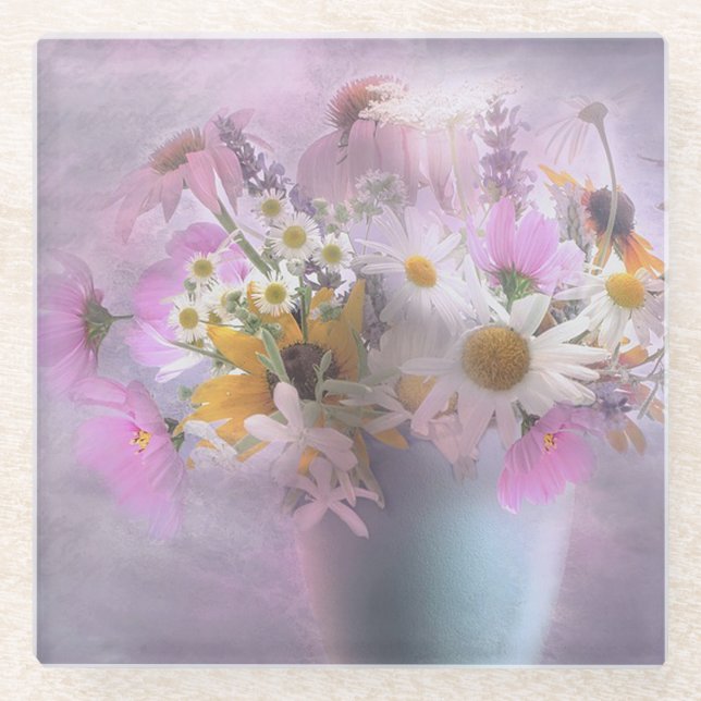 Posavasos De Vidrio Bouquet de flores silvestres (Anverso)