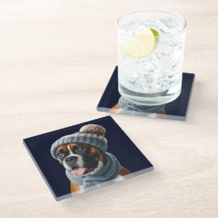 Posavasos De Vidrio Boxer Dog Narices Frías, Abrazos Cálidos