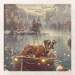 Posavasos De Vidrio Boxer Navidades Festividad