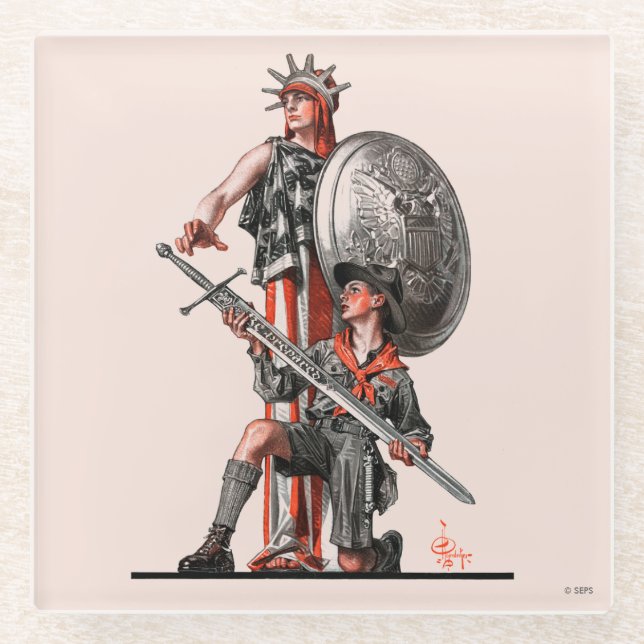 Posavasos De Vidrio Boy scout y libertad (Anverso)