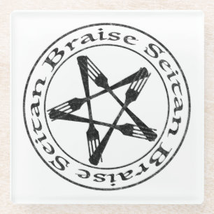 Posavasos De Vidrio Braise Seitan Vegan Pentagram (versión oscura)