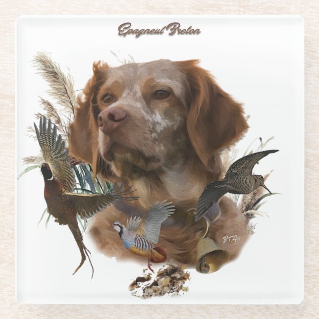 Posavasos De Vidrio Bretaña francesa, arte de caza de aves (Anverso)