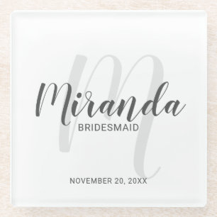 Posavasos De Vidrio Bridesmaids personalizadas de escritura moderna