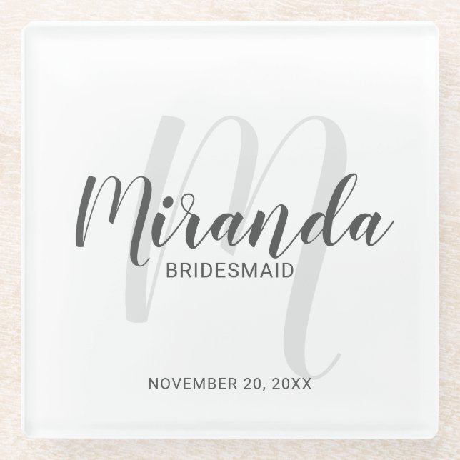 Posavasos De Vidrio Bridesmaids personalizadas de escritura moderna (Anverso)