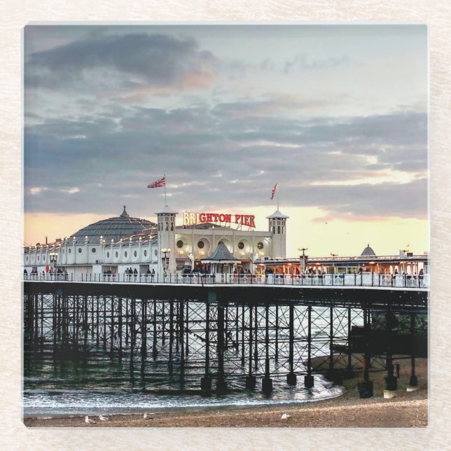 Posavasos De Vidrio Brighton Pier Sunset (Anverso)