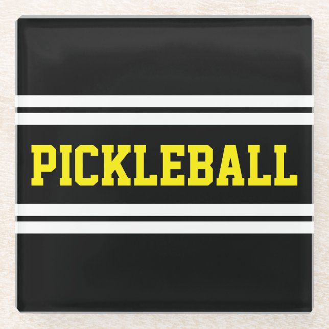 Posavasos De Vidrio Brillante Lemon PICKLEBALL Tiras de Carreras blanc (Anverso)