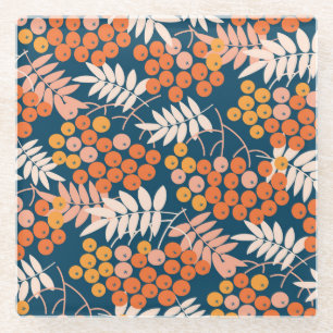 Posavasos De Vidrio Brillante Rowanberry Otoño Diseño Seamless