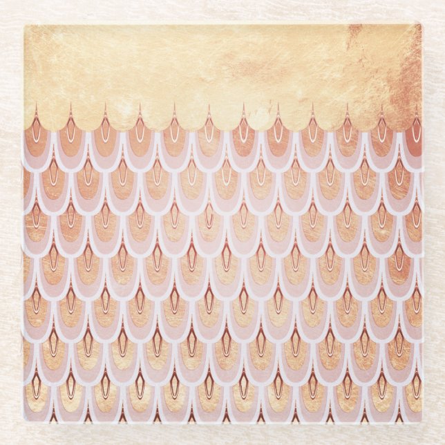 Posavasos De Vidrio Brillante Salmon Purpurina rosa Sirenita Pescado E (Anverso)